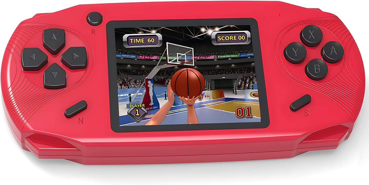 16 Bit Handheld Game Console for Kids 220 Retro Video Games, Red