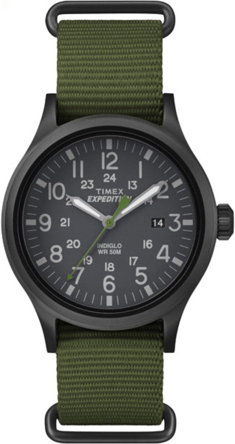 Timex Expedition Scout 40mm Men’s Analog Watch | Luminous Hands | Durable Comfortable Adjustable Strap | 24 Hour Time | Rugged Outdoor Watch | 50M Water Resistance