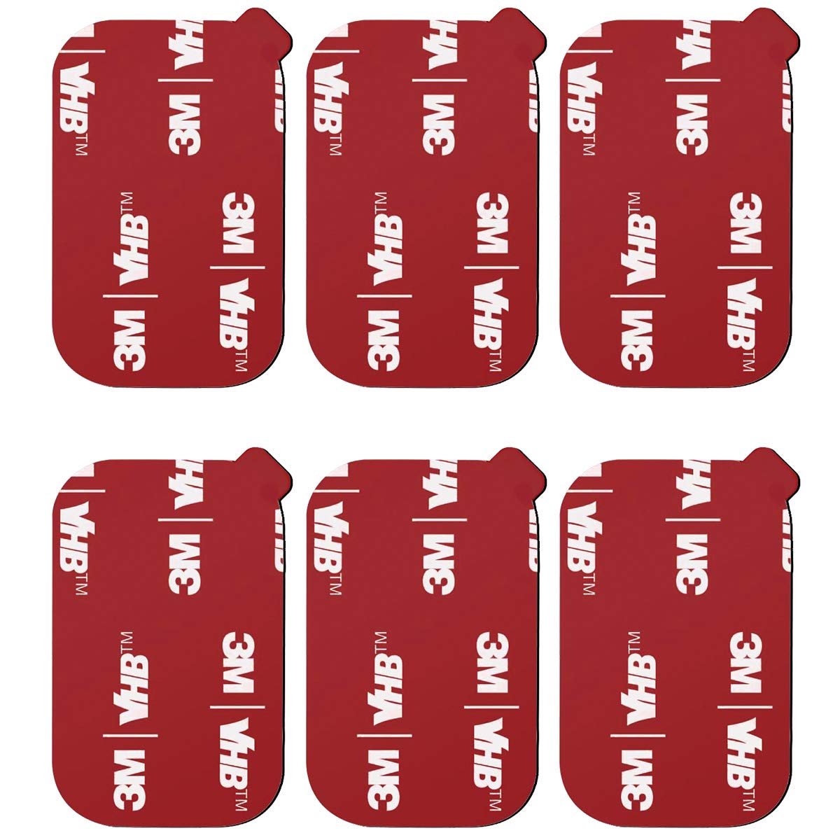 VIIMAKE 6pcs Rectangle 3M Sticky Adhesive Replacement Kit, for Magnetic Car Dashboard Phone Mount Base Sticker Parts, Double Side 3M VHB Tape Adhesive Pads (Red)