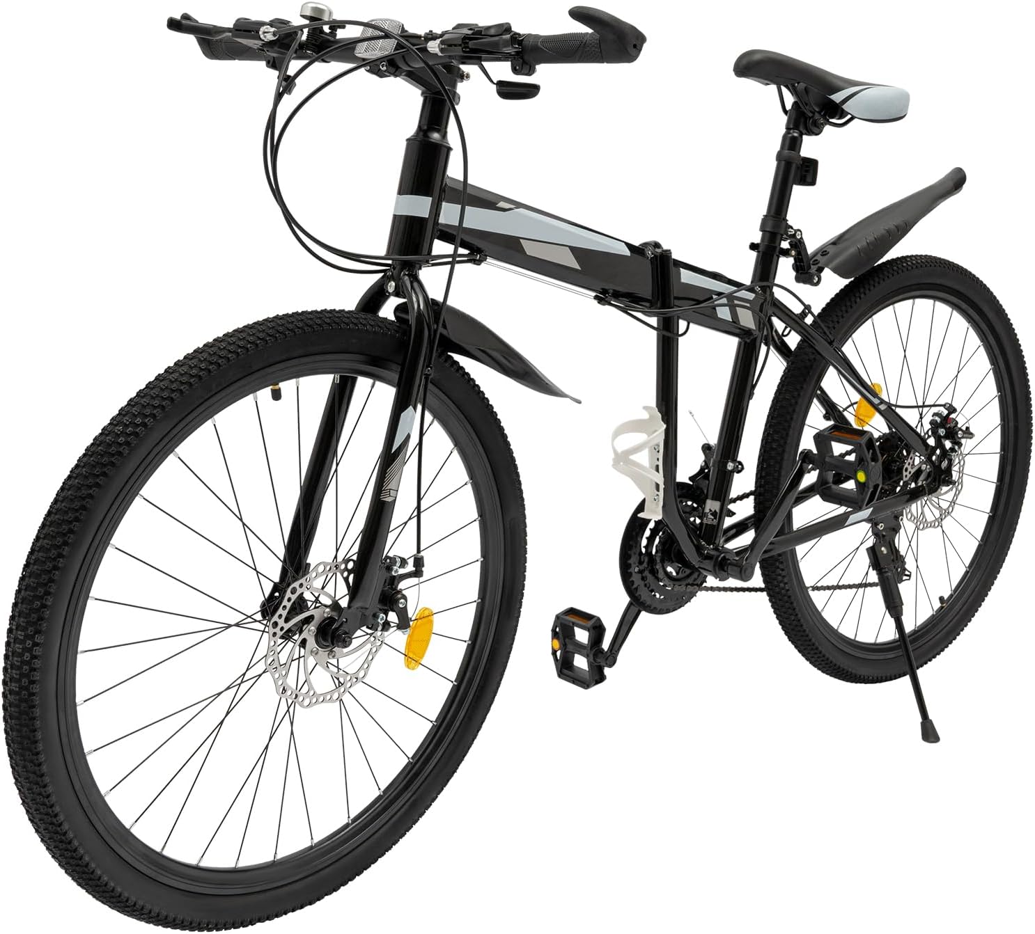 ACROSSPART 26 Inch Mountain Bike 21-Speed Geared Bike Folding Cycle Adult With Dual Disc Brake Height-Adjustable Safety Folding Bicycle