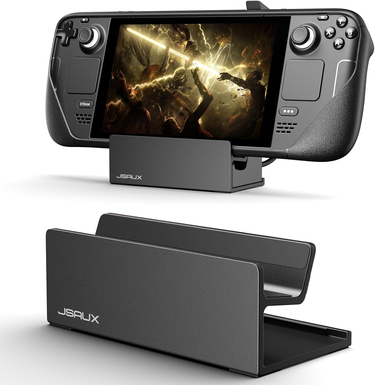 JSAUX Stand for Official Steam Deck Dock/ROG Ally with Case, Frosted Aluminum Alloy, Anti-Slip Holder