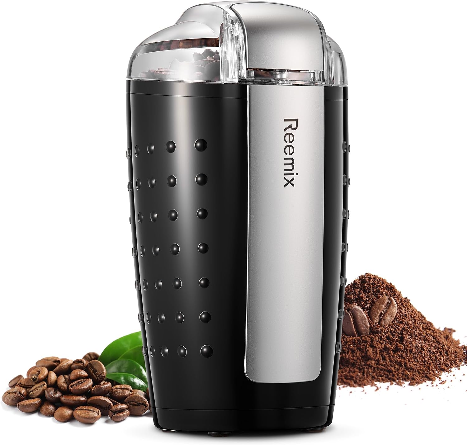 Electric Coffee Grinder, 200W, 100g Capacity, One Touch Operation, Blade and Cup Made with Stainless Steel, Includes Cleaning Brush (Black)