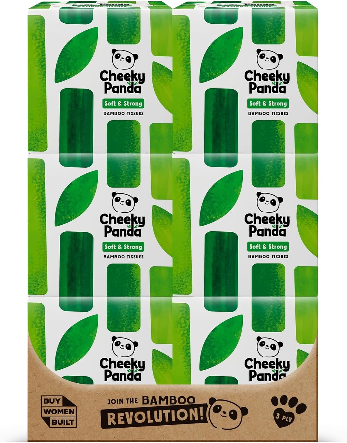 The Cheeky Panda Bamboo Facial Tissues | 12 Cube Tissue Boxes | Soft Face Tissues | Plastic Free Tissues Box Multipack