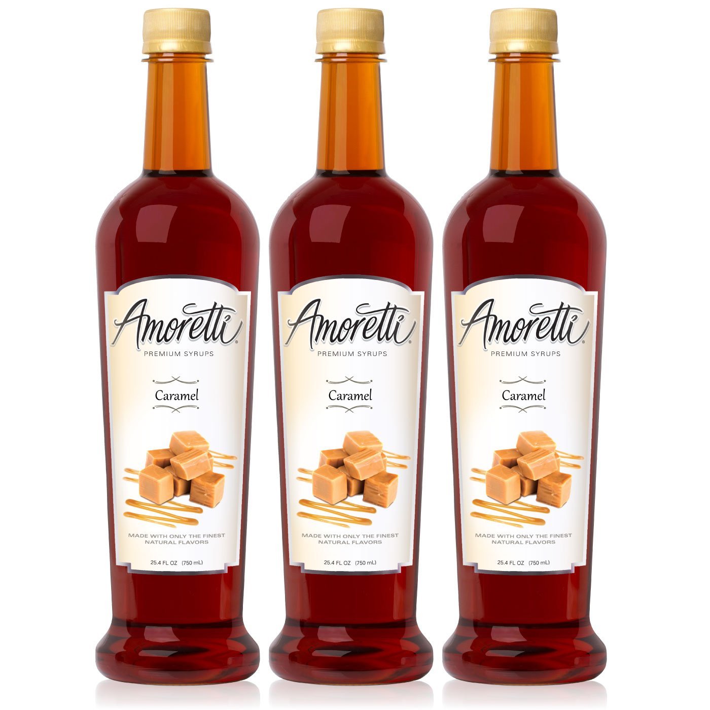 Amoretti Premium Caramel Syrup 750ml 3 Pack
