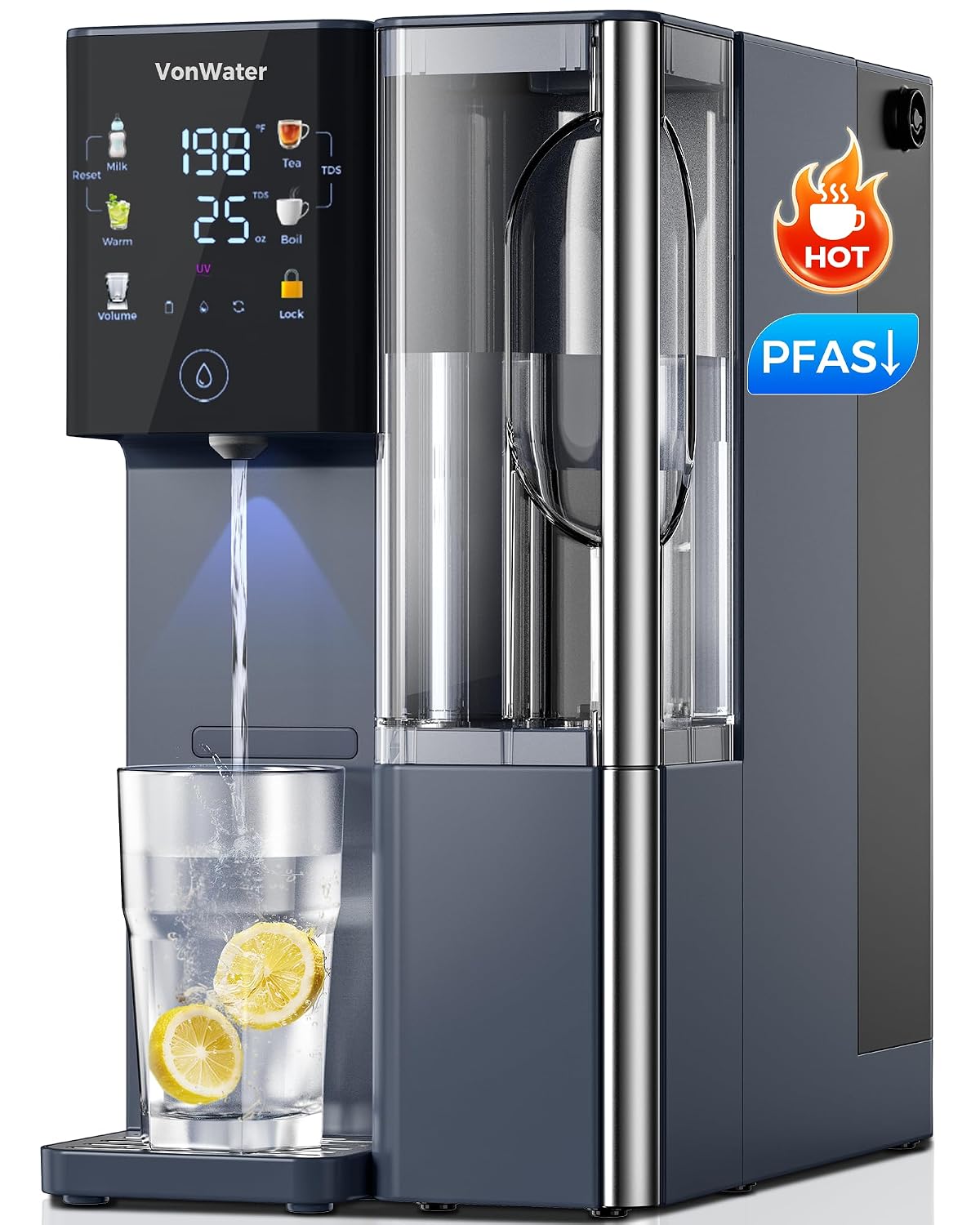 CT910H Reverse Osmosis Water Filter Countertop, 3S Instant Hot RO Water Filtration System, 7-Stage Water Purifier with Portable Pitcher, NSF/ANSI 372,42,58, Reduce TDS PFAS, No Installation