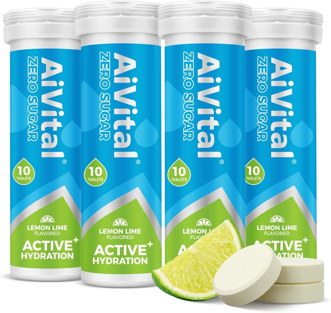 AiVital™ Sugar Free Electrolyte Tablets, Essential Electrolytes with BCAA and Selenium for Active Hydration-No Sugar, Keto Friendly, Vegan and Non-GMO, 40 Servings