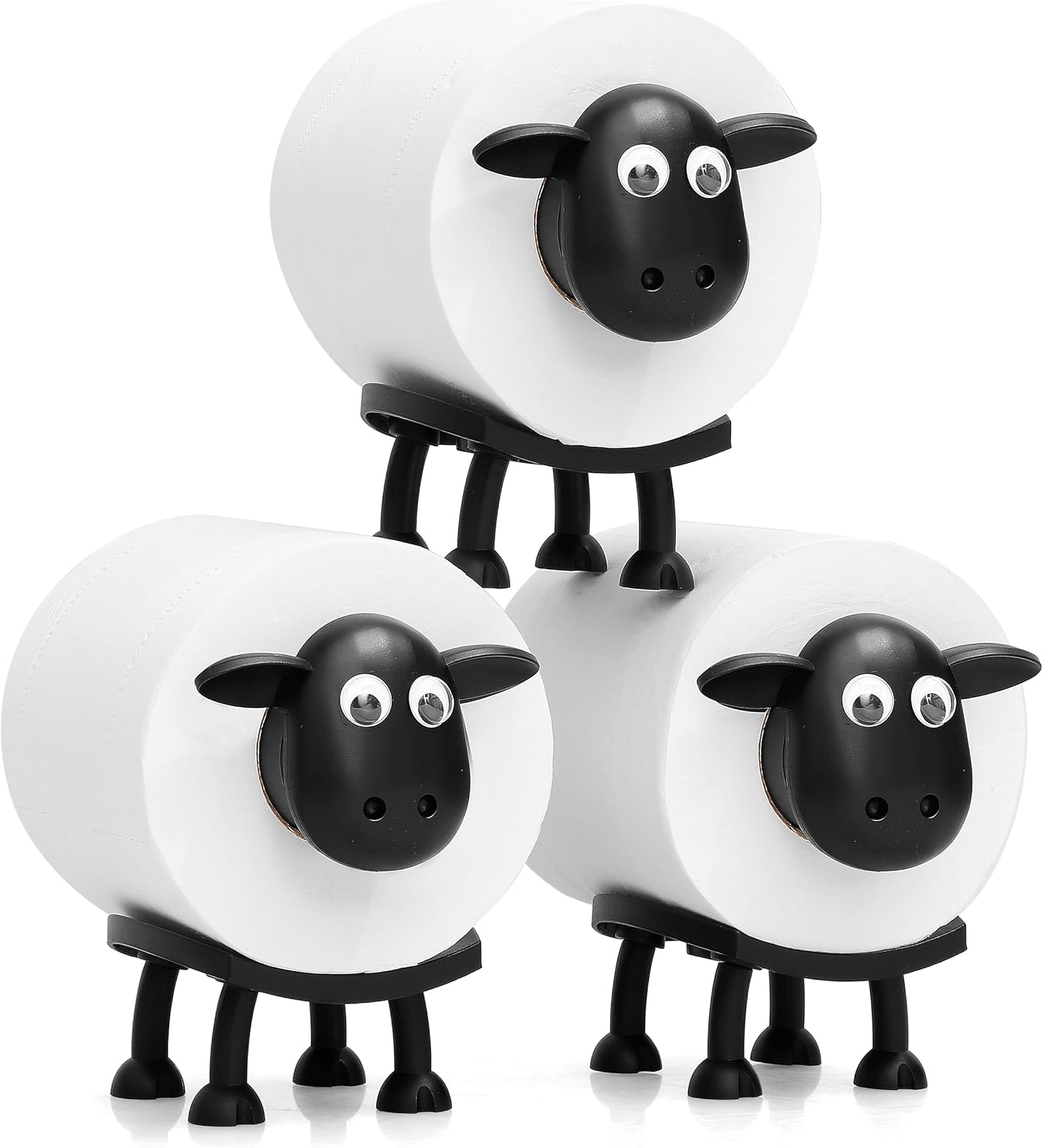 Sheep Toilet Roll Holder - Funny Toilet Paper Holder Free Standing Bathroom Set - 3D Printed Black Sheep Loo Roll Holder - Hilarious Tissue Paper Roll Storage - Cute Bathroom Decor - Set of 3