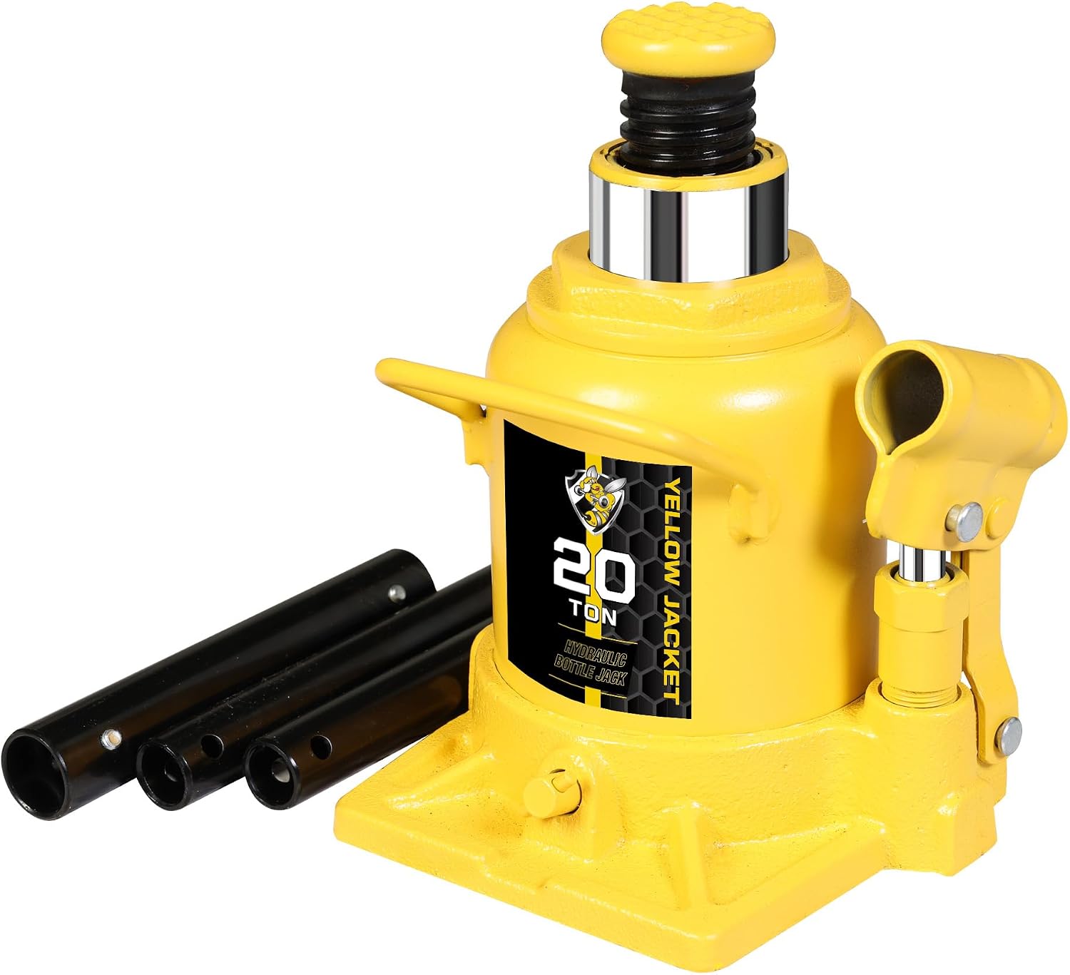 YELLOW JACKET 20 Ton Low Profile Bottle Jack, Welded Hydraulic Stubby Jack(40,000 LBs)
