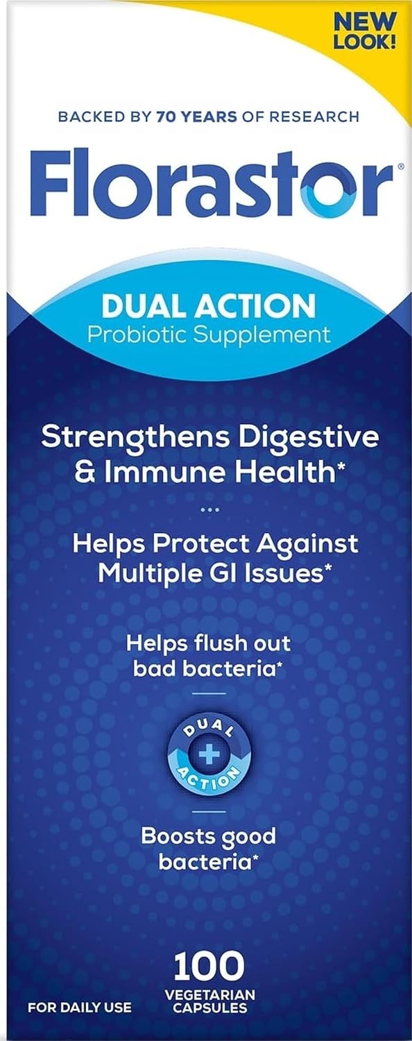 Florastor Probiotic for Digestive and Immune Health, 100 Capsules