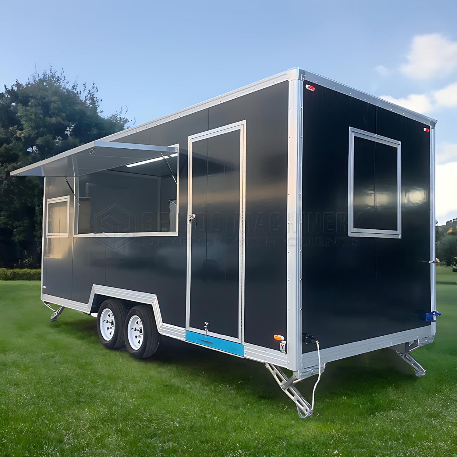 Food Trailer Big Black Food Trailers for Sale Mobile Food Vending Cart with Concession Window Trailer for Food Concession Trailer Near Me Hot Dog Cart for Commercial Use