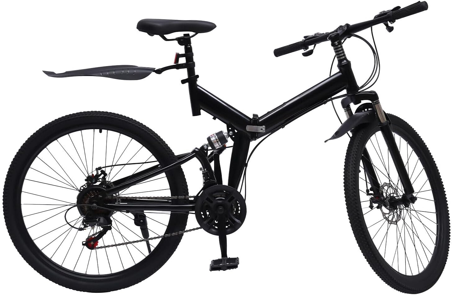 GANYUNG 26" Folding Mountain Bike, Carbon Steel Frame MTB with 21 Speeds, Foldable Mountain Bicycle with Dual Disc Brakes, Foldable Bikes for Men Women Youth Adult