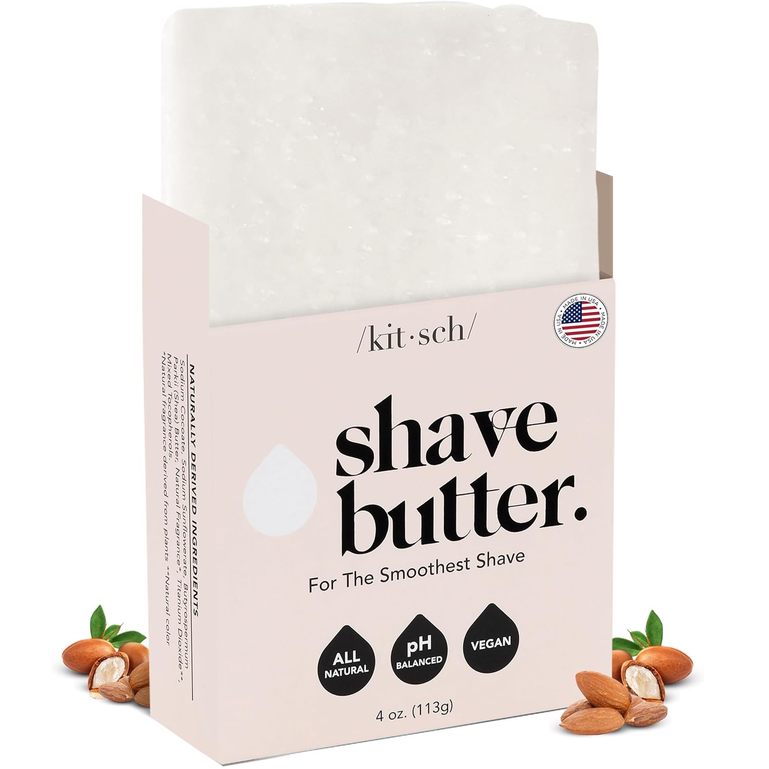 Kitsch Shaving Soap for Women - Hydrating Shave Butter & Shave Soap Bar - Nourishing Bar Soap for Smooth, Irritation-Free Shave – Paraben, Silicone & Sulfate-Free - Vegan, Made in USA - 4 oz