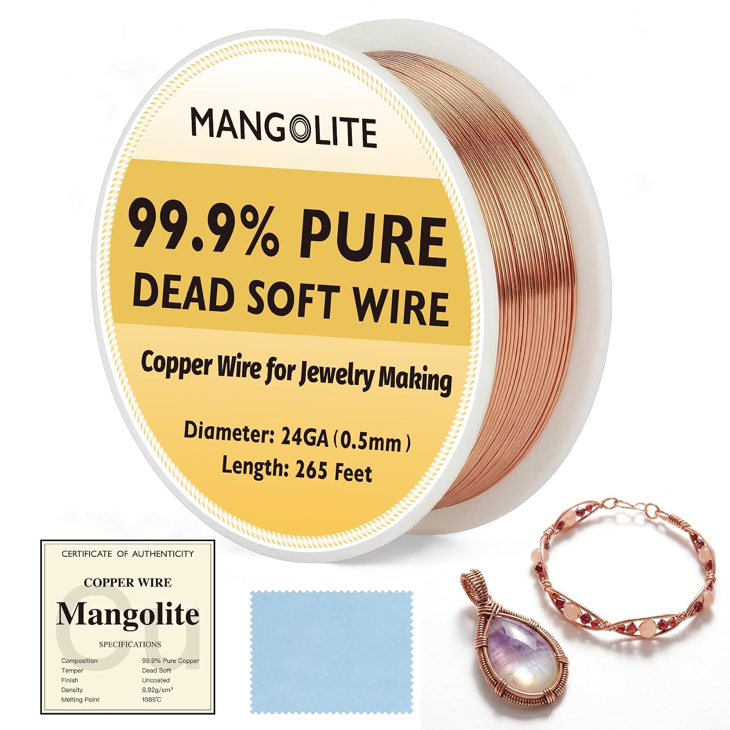 24 Gauge/0.5mm Copper Wire for Jewelry Making, Gardening & Electroculture