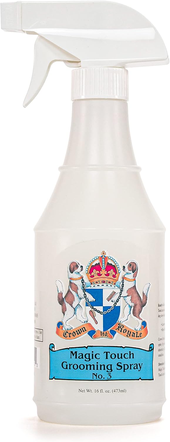 Crown Royale Magic Touch Formula 3 Pet Grooming Spray Ready-to-Use, No Heavy Build-Up, Finishing Spray, Prevents Coat Matting, Formulated with Conditioners, Made in USA, 16 oz