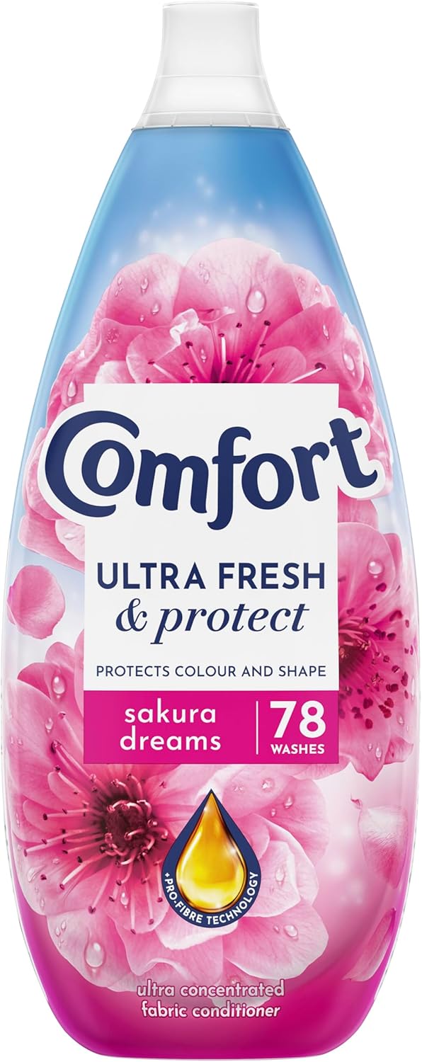 Comfort Ultra Fresh & Protect Sakura Dreams Fabric Conditioner with Pro-Fibre Technology Protects Colour and Shape 78 washes (1.17 L)