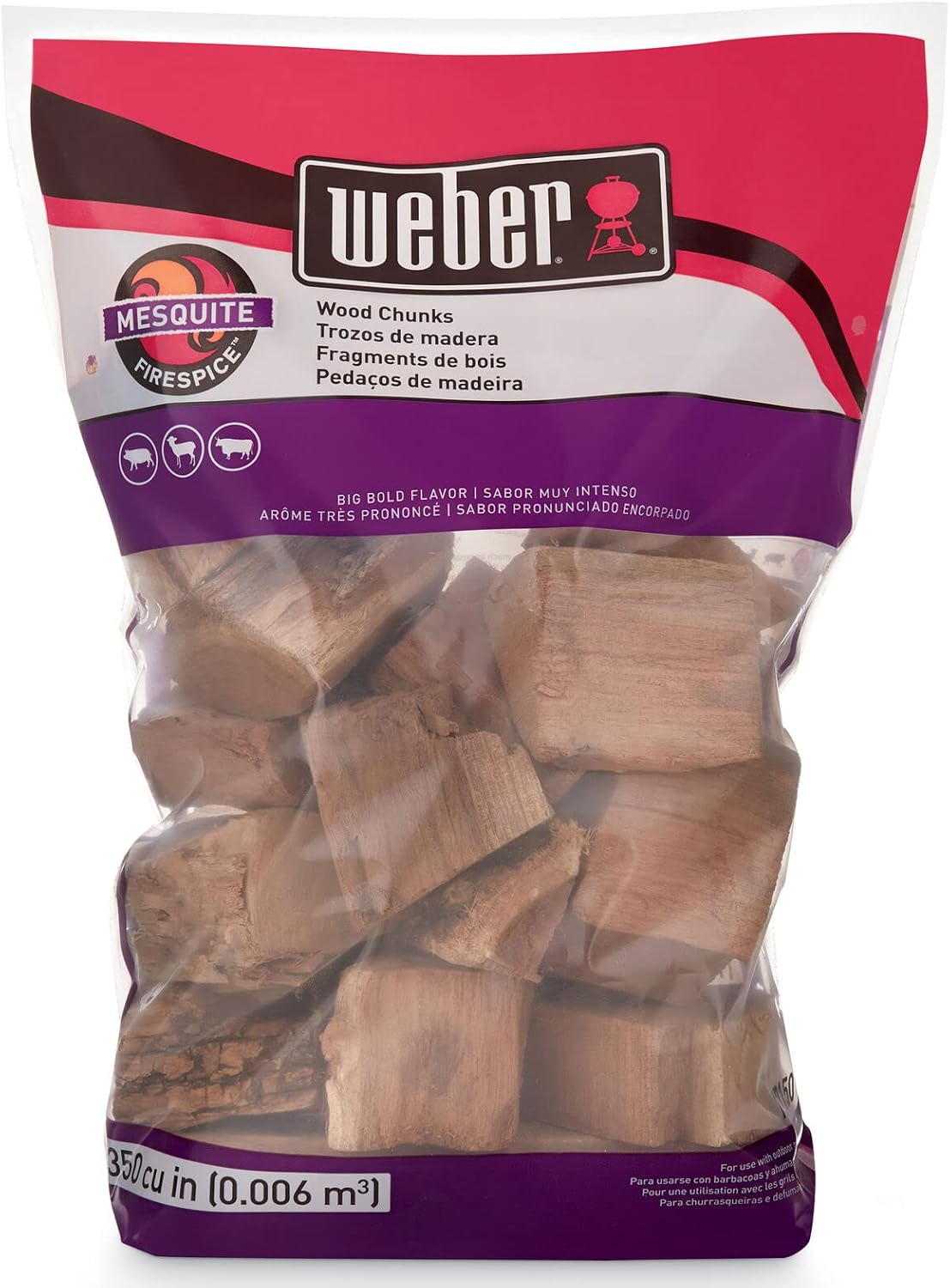 Weber® Mesquite Wood Chunks, Outdoor Cooking Fuel, 4 lb
