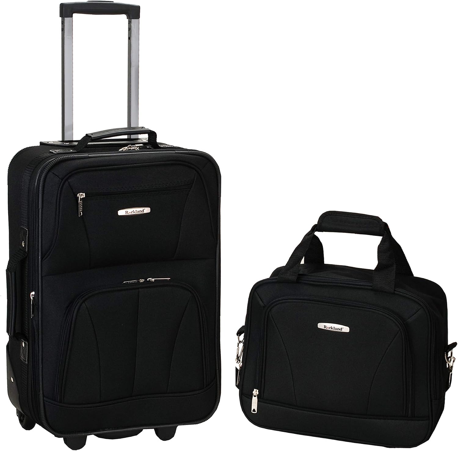 Rockland Fashion Softside Upright Luggage Set, Expandable, Black, 2-Piece (14/19)