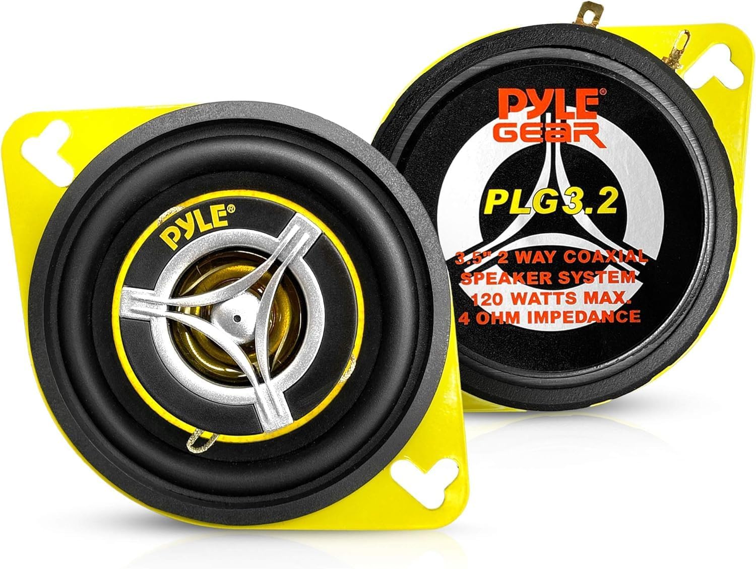 Pyle, 2-Way Car Speaker System, 9cm-120W Stereo Speakers, 4-ohm Sub Sound Speaker, Coaxial Loud Pro Audio, Quick Replacement Component Speaker, Door/Side Panel Mount Compatible, 2pc