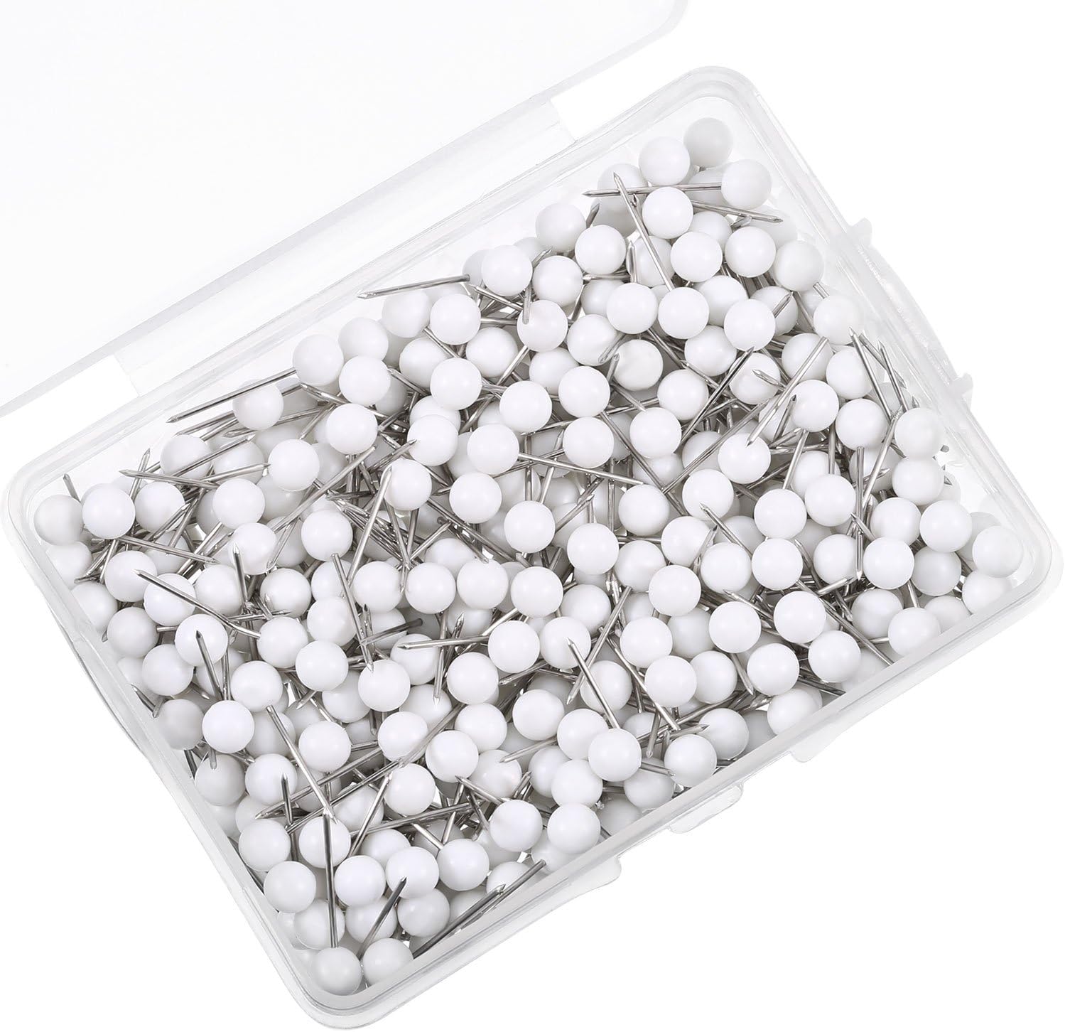 500 Pack Map Push Pins Map Tacks Small Size (White, 1/8 Inch)