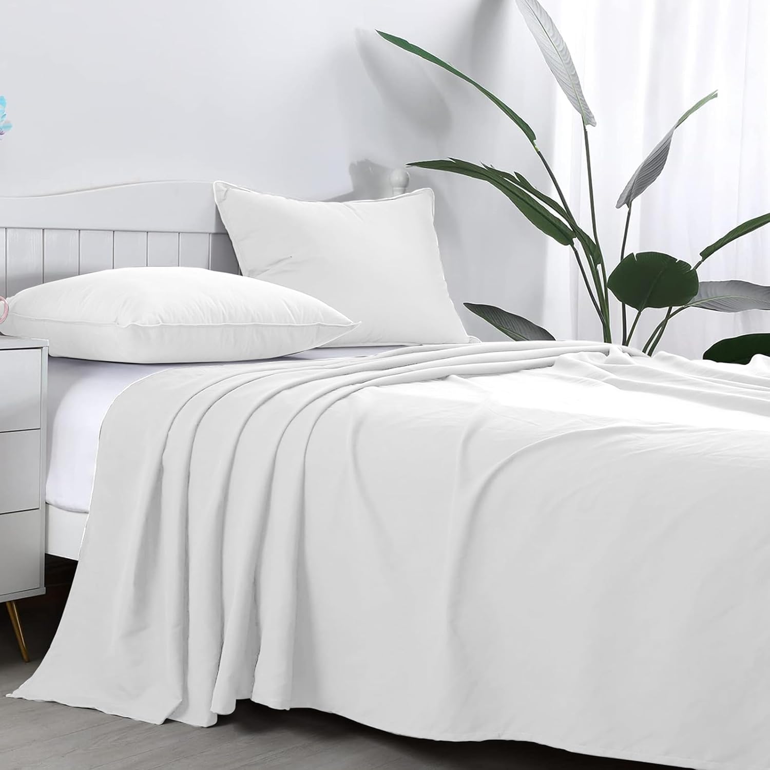 Generic AR Ware Single Flat Sheet 100% Egyptian Cotton 300 TC- Breathable and Fade Resistant - Non Iron Hotel Quality Flat Bed Sheets (180 x 255cm, White)