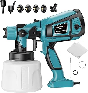 Paint Sprayer - 1000W HVLP Electric Spray Gun with 4 Nozzles and 3 Patterns & 1400ml High Capacity, Easy to Clean,for Furniture, House, Fence, Walls, Etc.