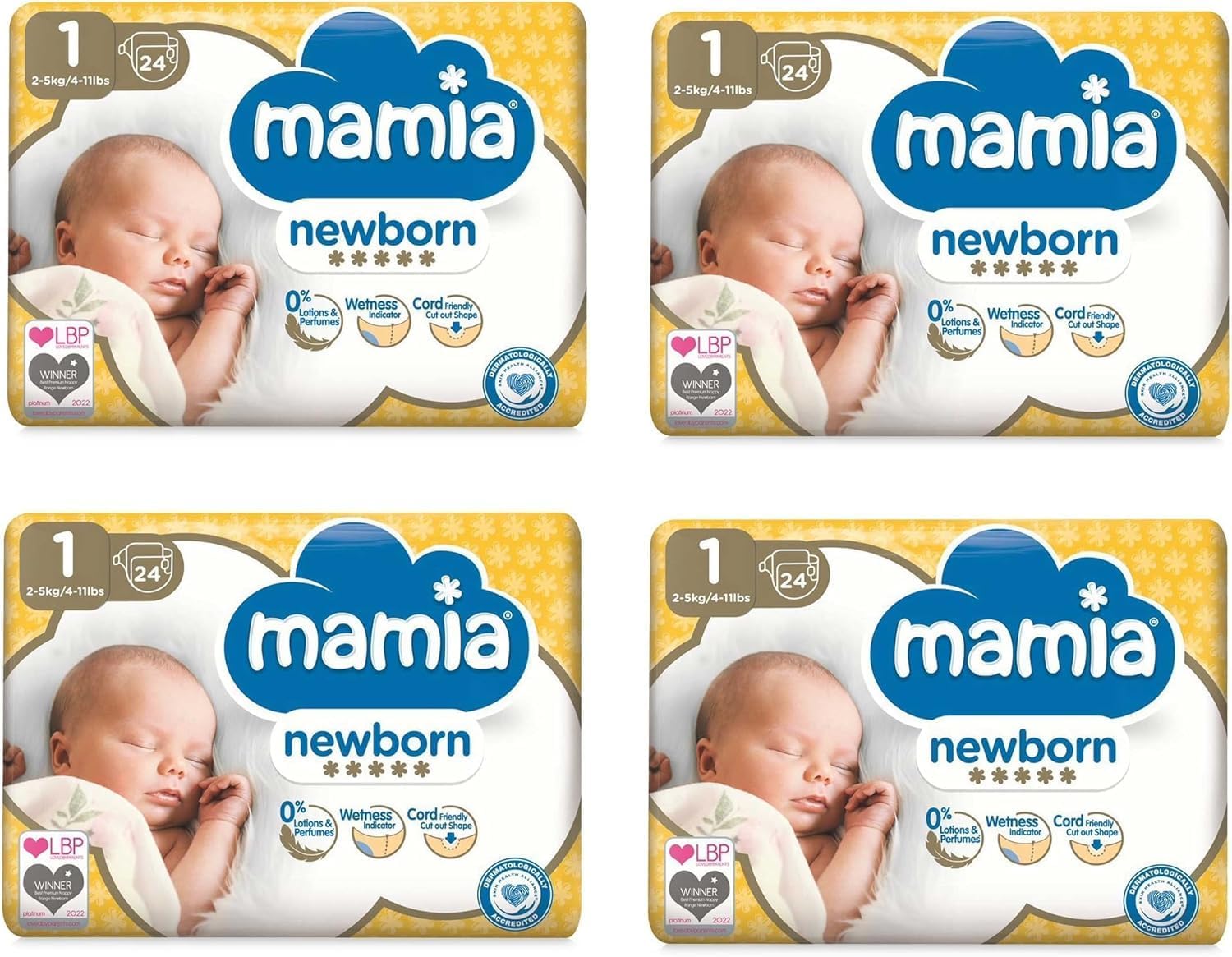 Aldi Mamia Newborn Nappies Diaper for Babies Size 0 to 5 (Size 1 Pack of 4)