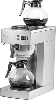 12-Cup Coffee Maker 1.8L Commercial Drip Coffee Maker Pour Over Coffee Machines with 2 Glass Carafes and 2 Warmers Plate Stainless Steel Coffee Brewer for Cofe Bar and Restaurant