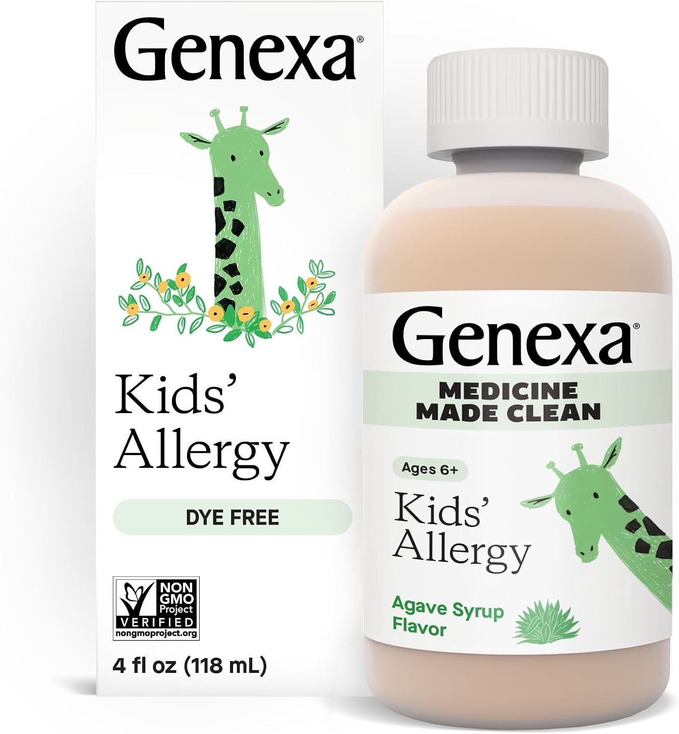 Genexa Kids Allergy Medicine | Clean Allergy Relief for Children | Treats Runny Nose, Sneezing & Itching | Vegan & Non-GMO | 12.5mg Diphenhydramine HCl 4 fl oz | Organic Agave Syrup Flavor | Ages 6+