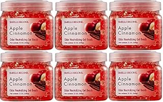 SMELLS BEGONE Odor Eliminator Gel Beads - 12 oz, Pack of 6 - Eliminates Odor in Bathrooms, Cars, Boats, RVs & Pet Areas - Air Freshener - Made with Essential Oils - Apple Cinnamon Scent