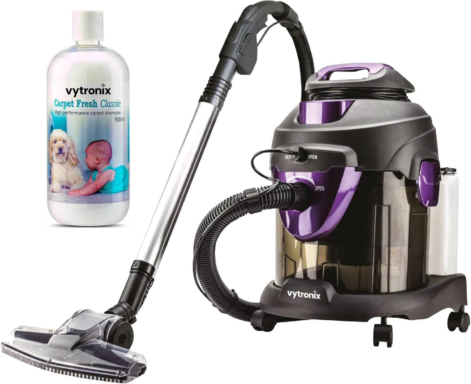 VYTRONIX WSH60 Multi-Function Wet & Dry Vacuum Cleaner & Carpet Cleaner | Portable 4-in-1 Carpet Washer and Floor Cleaner with Blower Function | Dust, Odour and Stain Remover | Powerful 1600W Motor