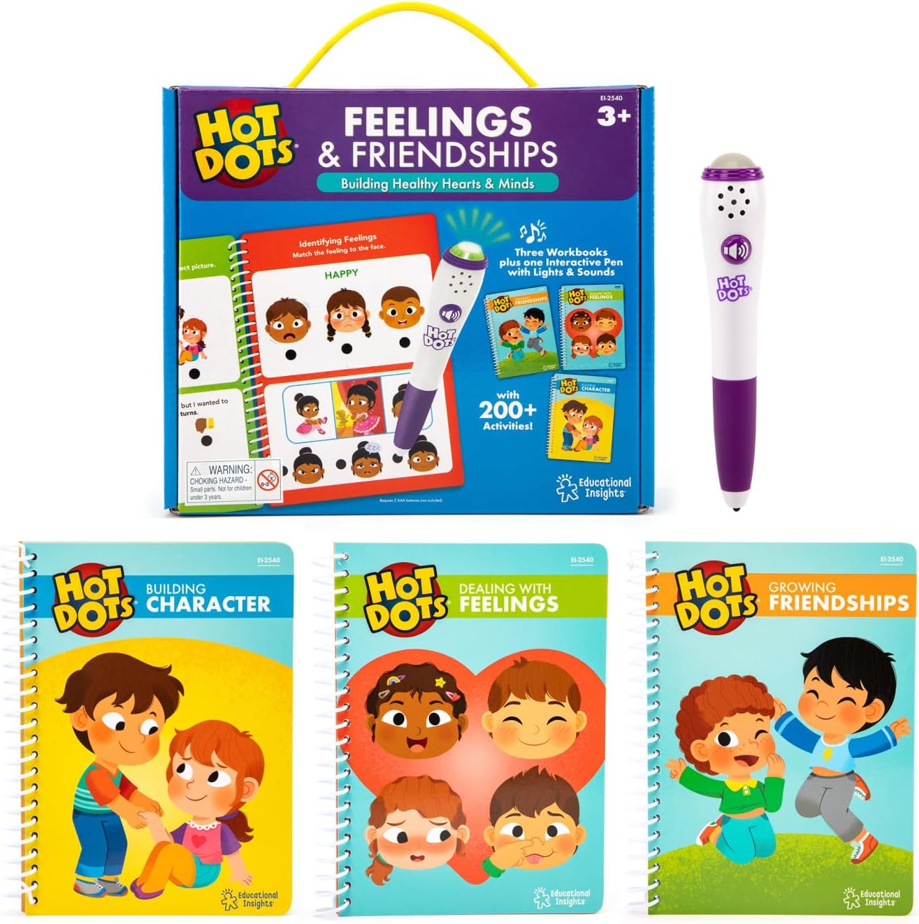 Learning Resources Hot Dots Feelings & Friendships Social Emotional Learning Workbooks, Ages 3+, Instant Feedback, 200+ Social and Emotional Learning Activities, Green,red