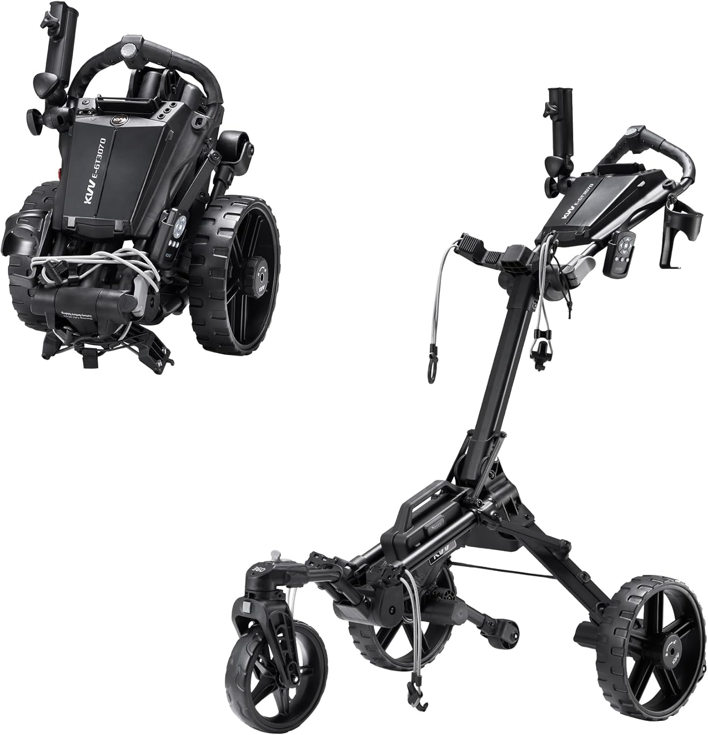 KVV Electric Golf Push Cart with Remote Control, Super Compact and Lightweight Electric Golf Cart,Smallest Folding Size Electric Golf Cart, Suitable for All Terrains, and （Charcoal）