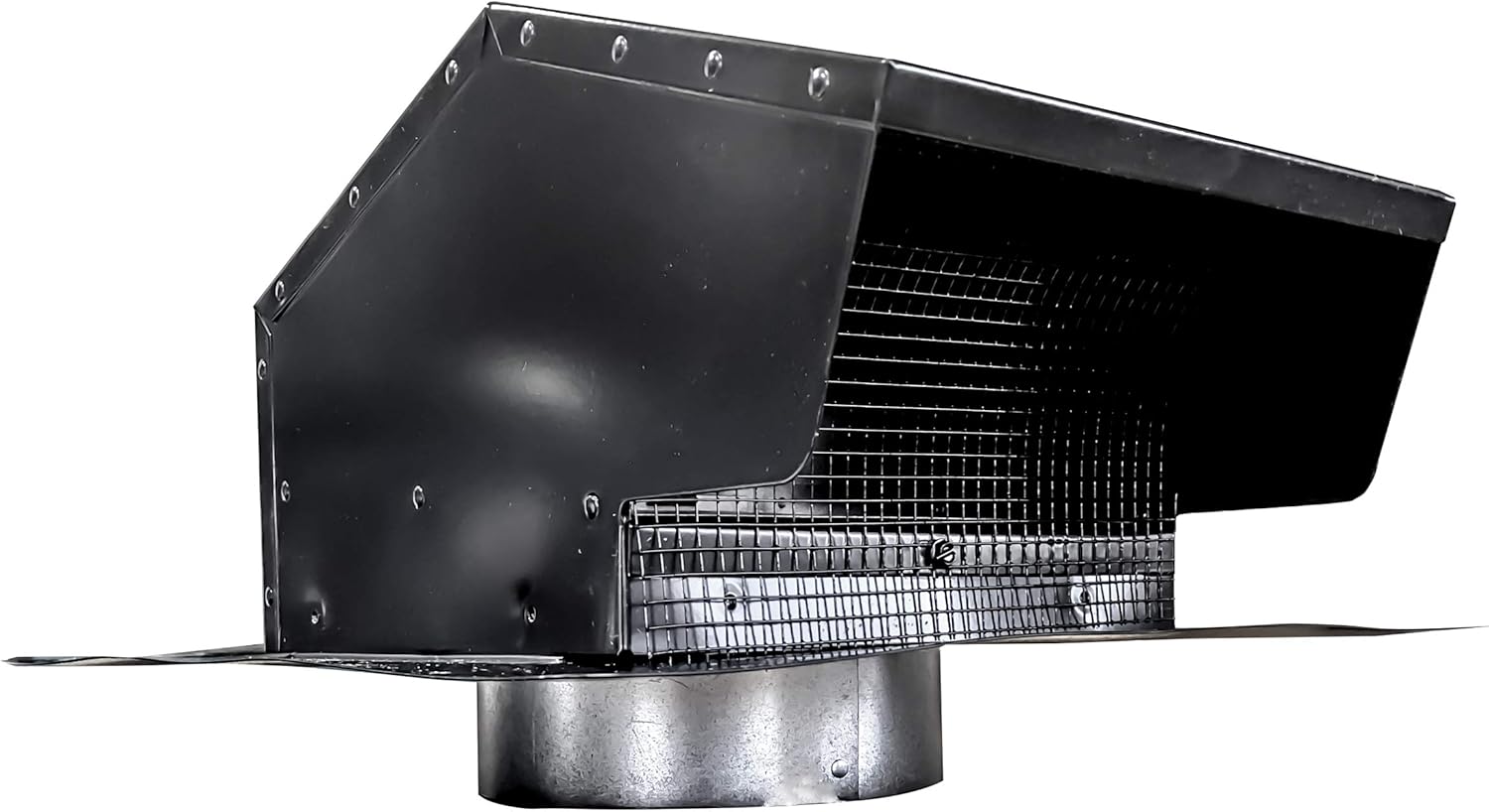 Builder's Best 84035 Galvanized Steel Roof Vent Cap with Damper & Removable Screen, 4" Diameter Collar, Black