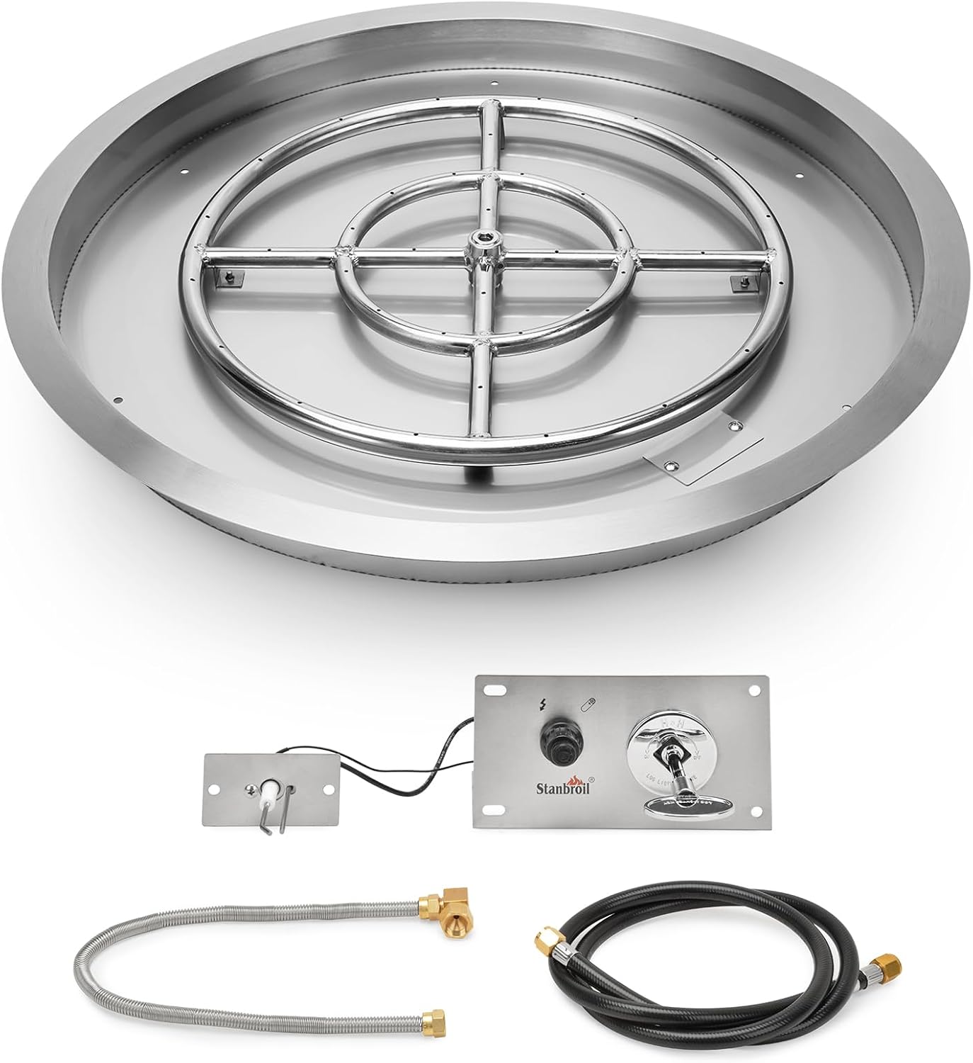 Stanbroil 19 InchDrop-in Round Fire Pit Kit with Spark Ignition
