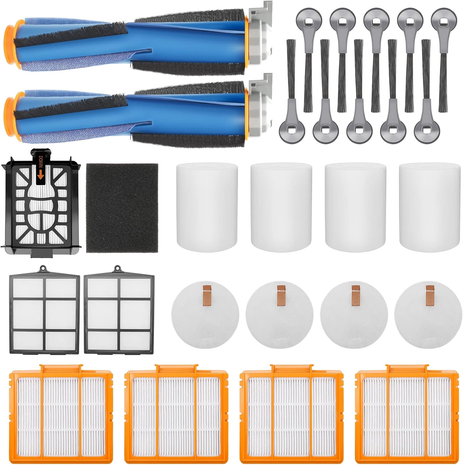 Replacement Parts for Shark AI AV2511AE AV2501S AV2610WA AV2501AE RV2502AE RV2610WA UR2500SR RV2520 AV2510 AI Ultra Robot Vacuum Cleaner Accessories Kits. Main Brush,HEPA Filter,Foam Filter,Side Brush
