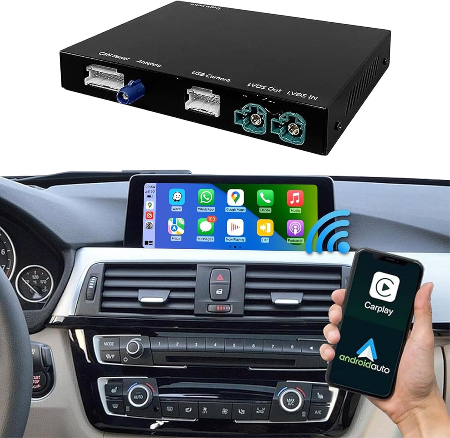 Road Top Wireless Carplay Android Auto for BMW NBT System 3 4 5 6 7 Series X1 X3 X4 X5 X6 2012-2016, Support Mirrorlink, GPS/Navigation, Rear View Camera