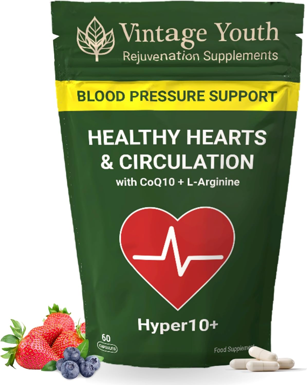Hyper10+ Blood Pressure Support Supplement | Promotes Cardiovascular Health and Blood Vessel Dilation | Supports Healthy Blood Pressure