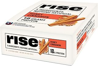 Rise Whey Protein Bars - Honey Cinnamon | Breakfast Bar & Protein Snack 18g Protein 4g Fiber Just 5 Whole Food Ingredients Gluten-Free Soy Free