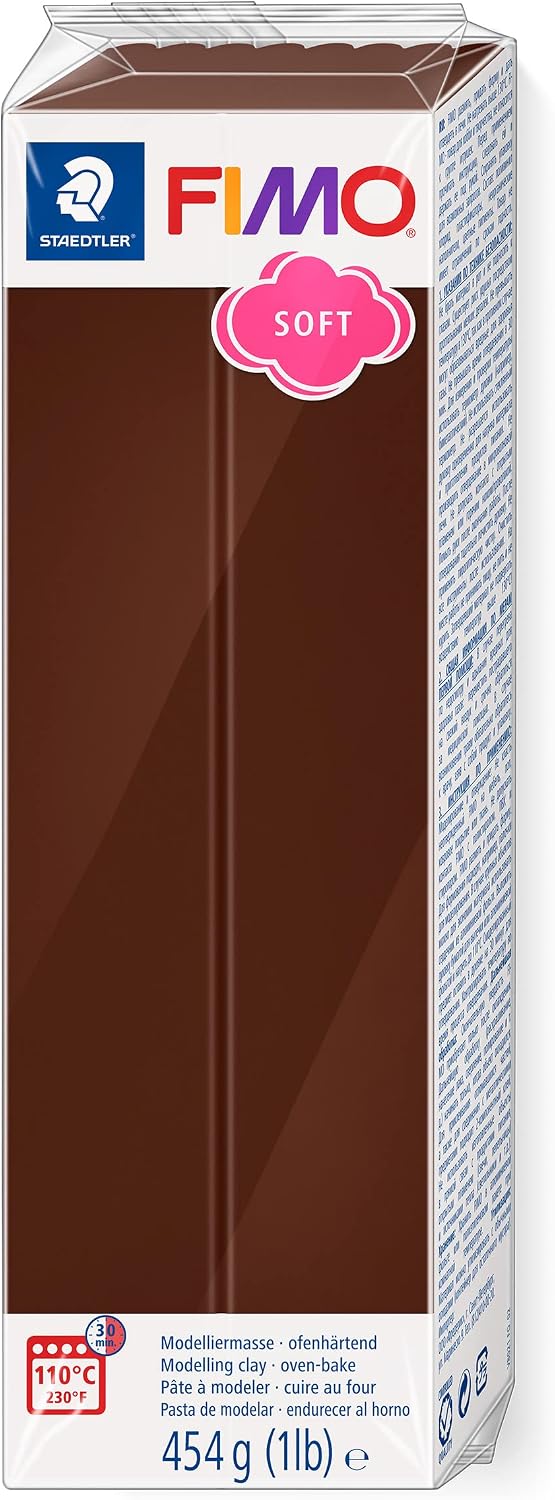 STAEDTLER 8021-75 FIMO Soft Oven-Hardening Polymer Modelling Clay - Chocolate (1 x 454g Block)