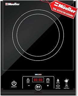 Mueller RapidTherm Portable Induction Cooktop, Hot Plate Electric Stove Top Burner 1800W, 8 Temp Levels up to 460°F, Auto-Off & Pot Detection, LED Display, Child Lock, 4 Programs, Burners for Cooking