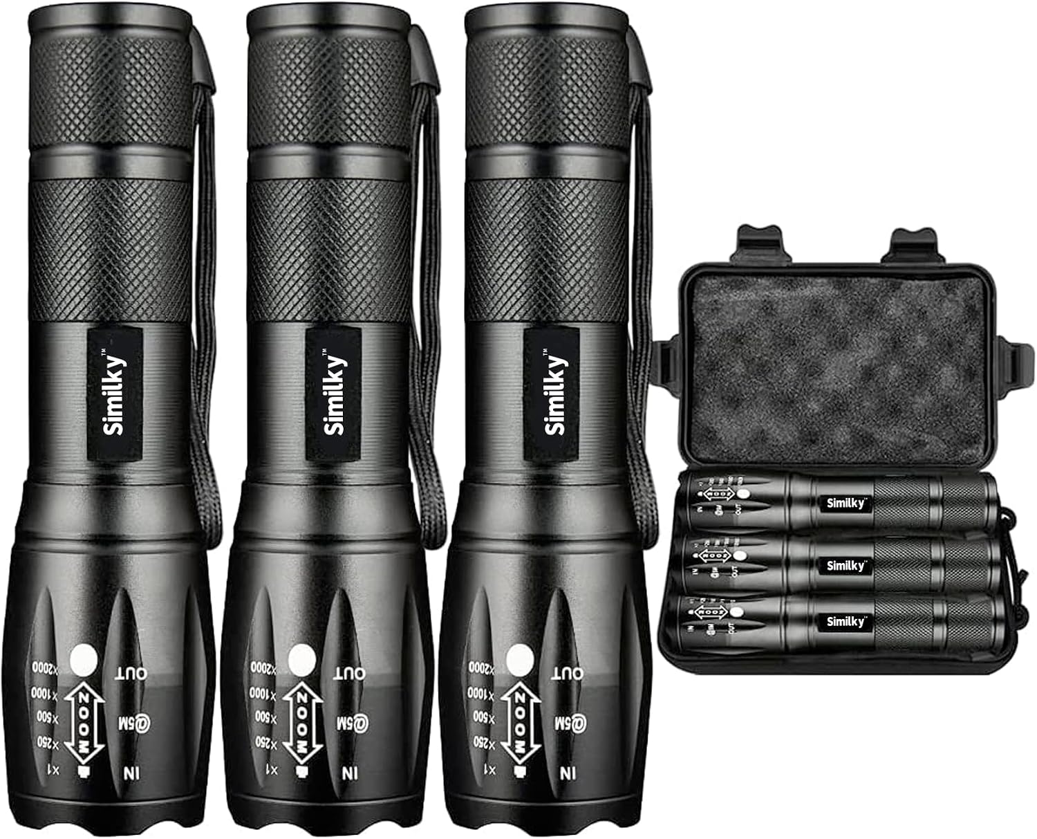 SIMILKY 3Pack Torches Led Super Bright, Hand Led Torch 1200 Lumen, Powerful Torches Battery Powered Water Resistant 5 Modes Tactical Torch for Camping (3 Pack)