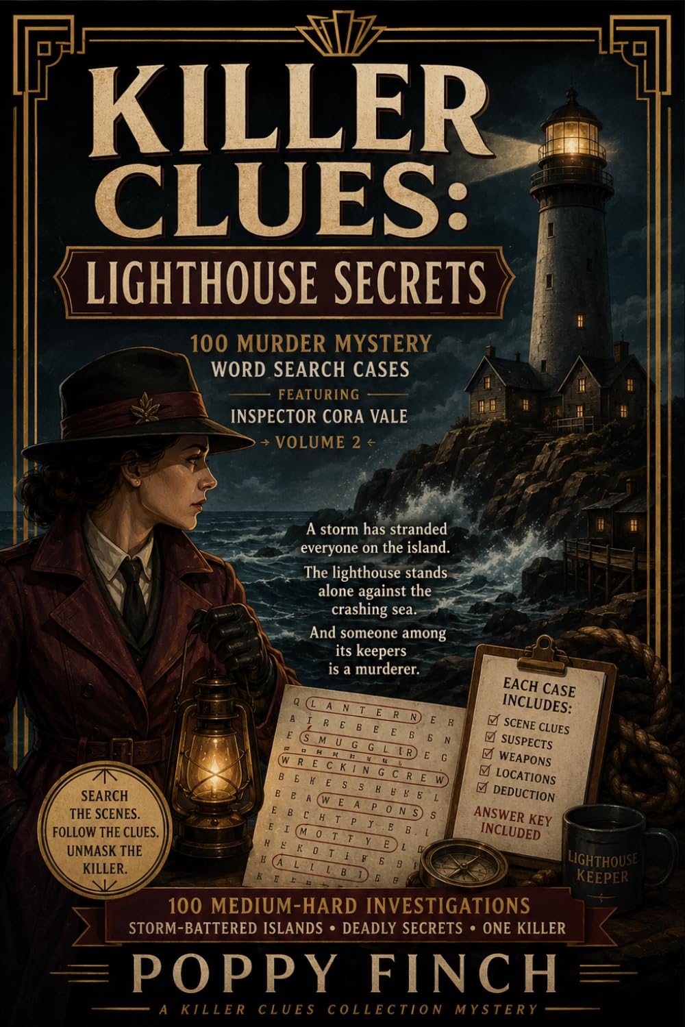 Lighthouse Secrets: 100 Murder Mystery Word Search Cases Featuring Inspector Cora Vale (Killer Clues: Case File Word Puzzles)