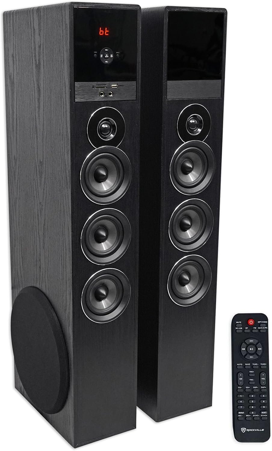 Rockville TM150B Black Home Theater System Tower Speakers 10" Sub/Bluetooth/USB