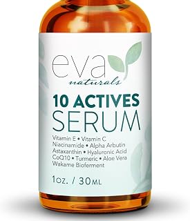 10 Actives Facial Serum (1oz) - Radiance & Tone Enhancing Complex - With Niacinamide, Vitamin C, and Hyaluronic Acid - Hydrating and Brightening Serum for All Skin Types