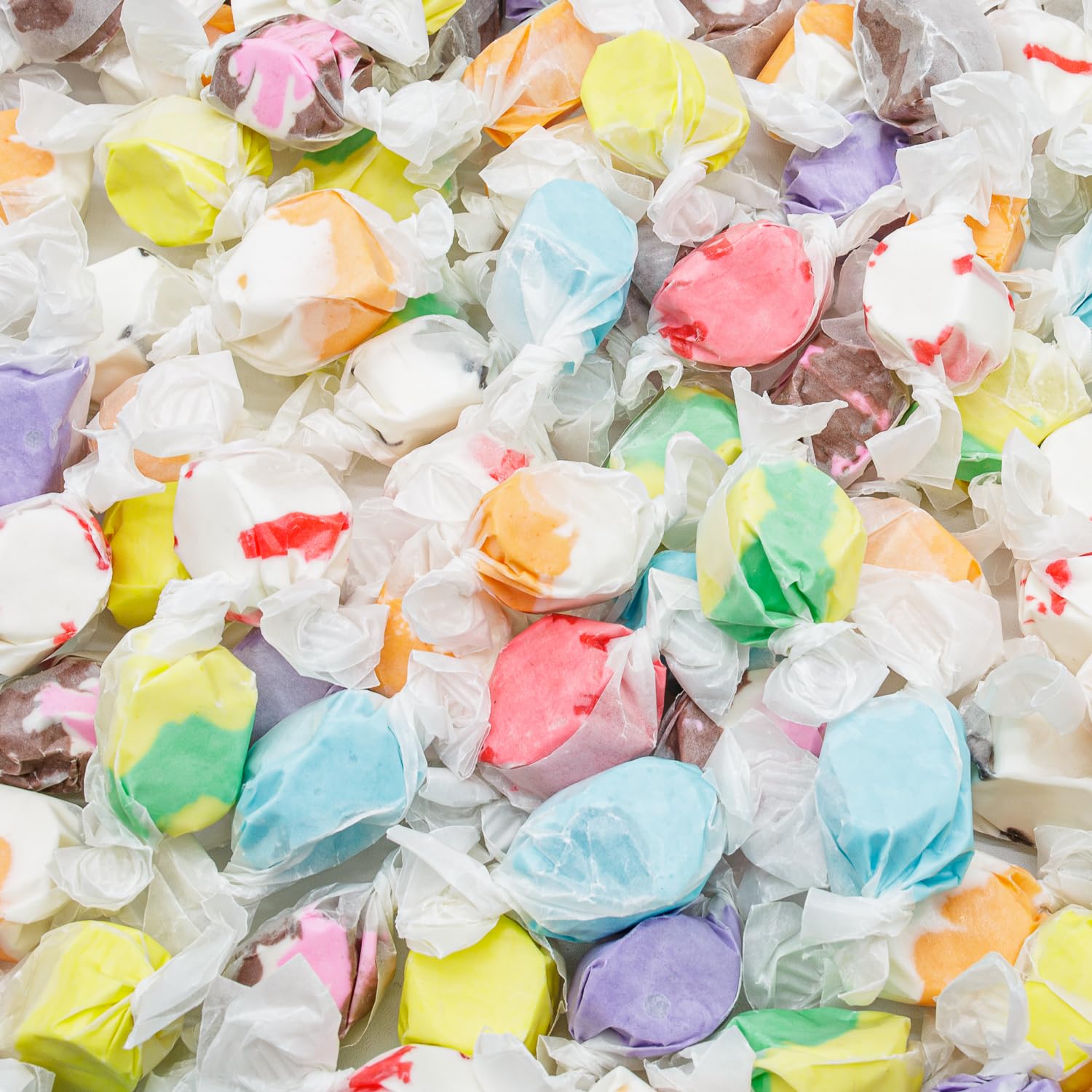 SALT WATER TAFFY 8 oz – 10 Assorted Flavors, Individually Wrapped, Bulk Old Fashion Candy in Resealable Bag, Gluten Free, Kosher