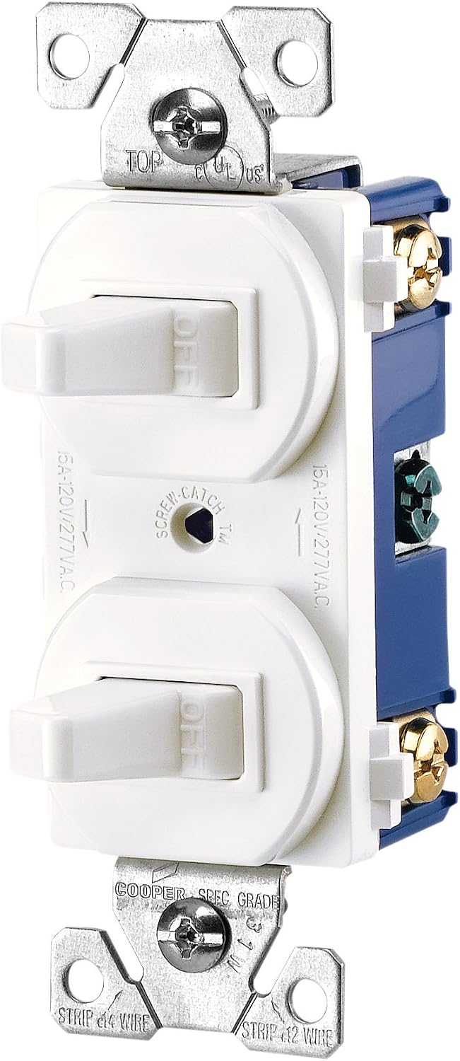 Eaton 271W-BOX 15-Amps 120/277V Traditional Heavy Duty Grade Two Single-Pole Switches, White