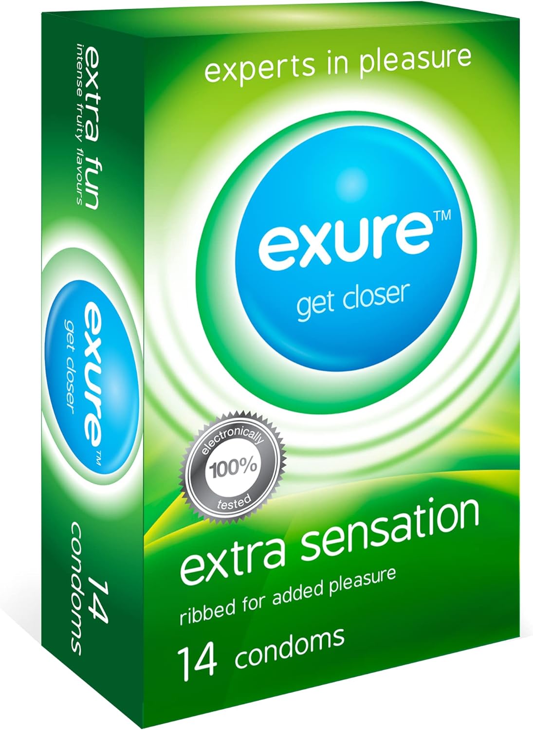 SOL 14pk Ribbed Condoms for Men - Ultra Thin Latex Condom for Safer Sex and Contraception - Lightly Lubricated, Strong, Electronically Tested, Designed for His and Her Pleasure, Enhancing Bedroom Fun