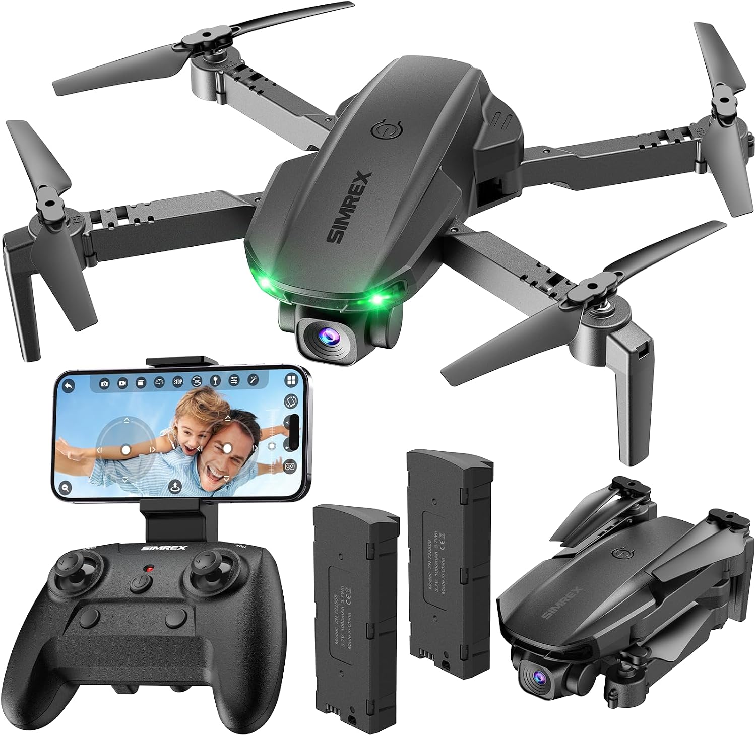 SIMREX Drone With Camera for Kids Beginner & Adults – Foldable RC Quadcopter with Altitude Hold, Optical Flow Positioning , Indoor Mini Drone with One Key Start, Headless Mode, 3D Flip, Gift for Boys & Girls & Teenagers