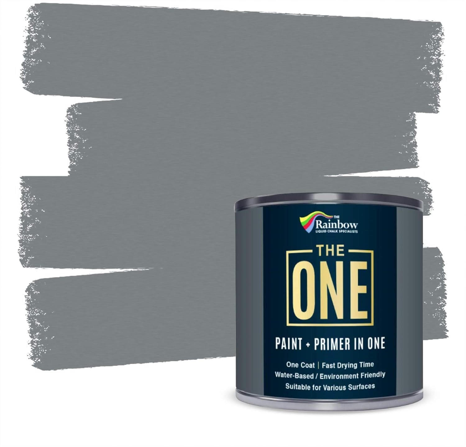 THE ONE Paint & Primer: Most Durable Furniture Paint, Cabinet Paint, Front Door, Walls, Bathroom, Kitchen, Tile Paint and More - Quick Drying Paint for Interior / Exterior (Grey Matte, 1 Litre)