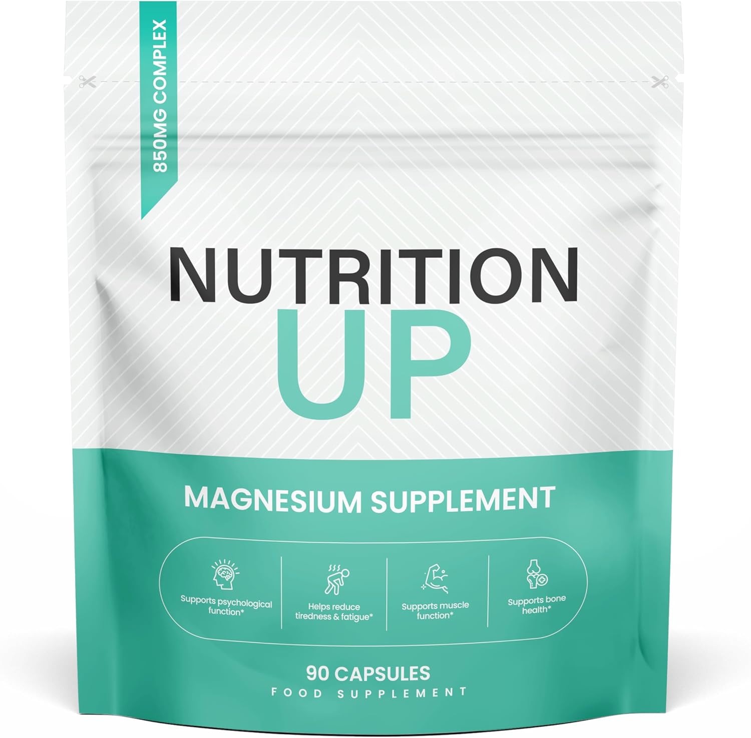 Magnesium Glycinate - 850mg Supplements as Bisglycinate & Citrate, 90 Capsules, 250mg Elemental Magnesium Per Serving, UK Manufactured, 90 Day Supply